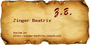 Zinger Beatrix névjegykártya